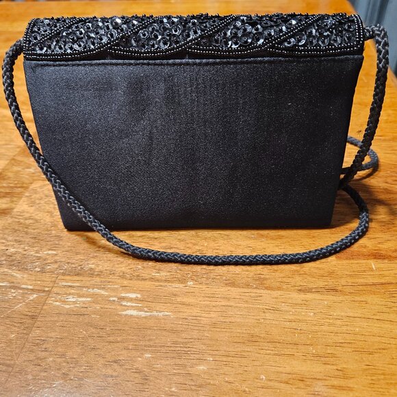 Vintage Black Sequined Cocktail Purse 80s - Picture 2 of 4